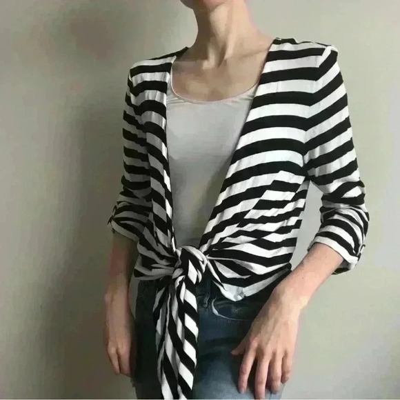 Belly Barclay Women’s Striped Black White Beach Cover Up Euro Summer Large - Picture 6 of 7